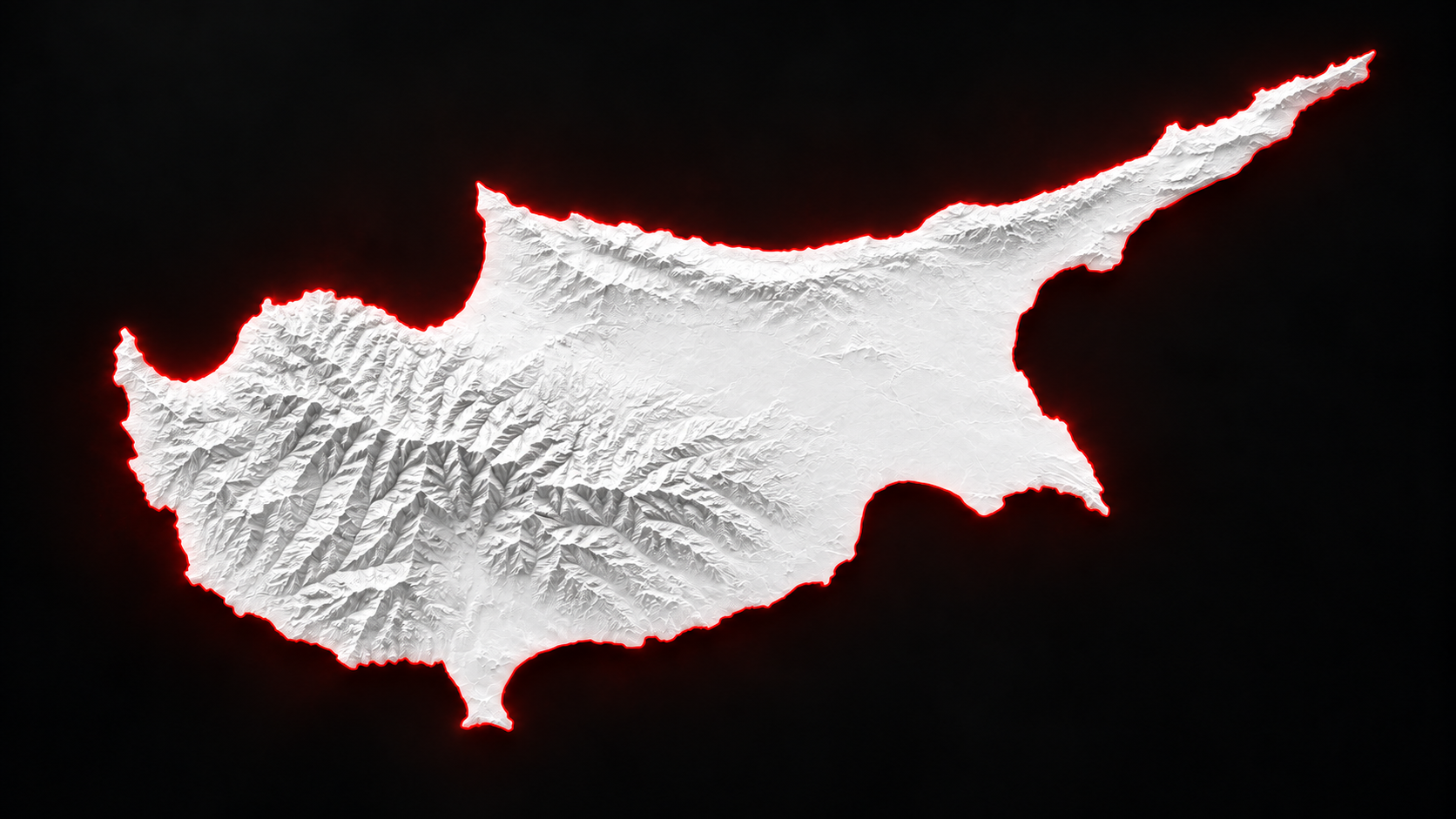 White map of Cyprus with a red outline, showing routes from three Victus Foods depots